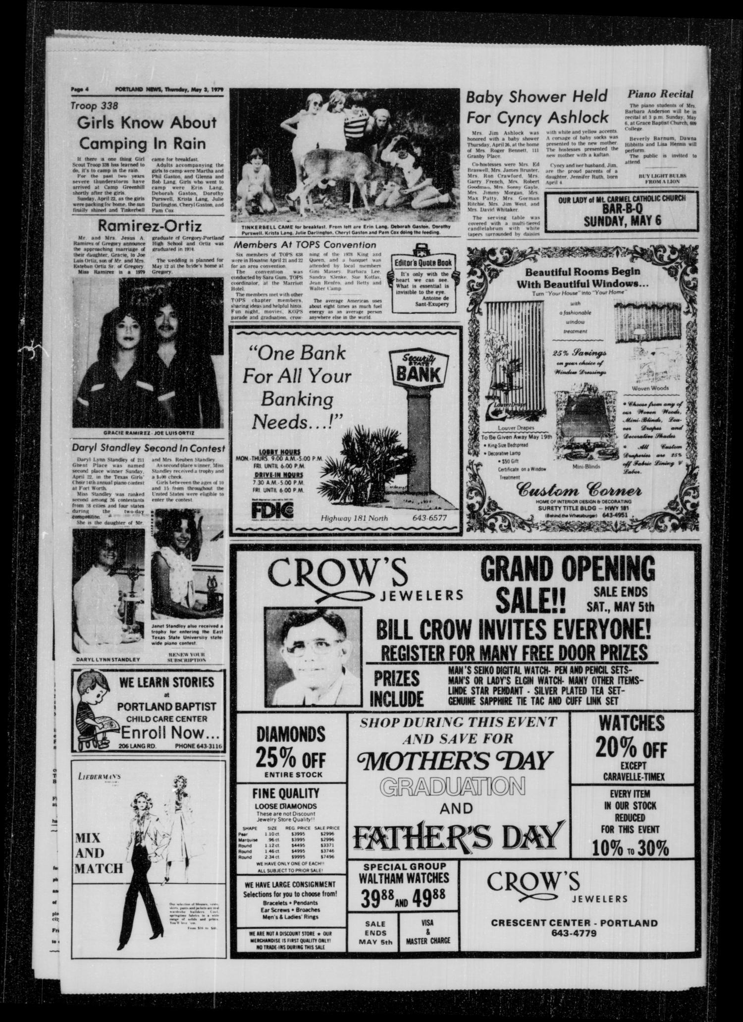 Portland News (Portland, Tex.), Vol. 14, No. 18, Ed. 1 Thursday, May 3, 1979
                                                
                                                    [Sequence #]: 4 of 10
                                                