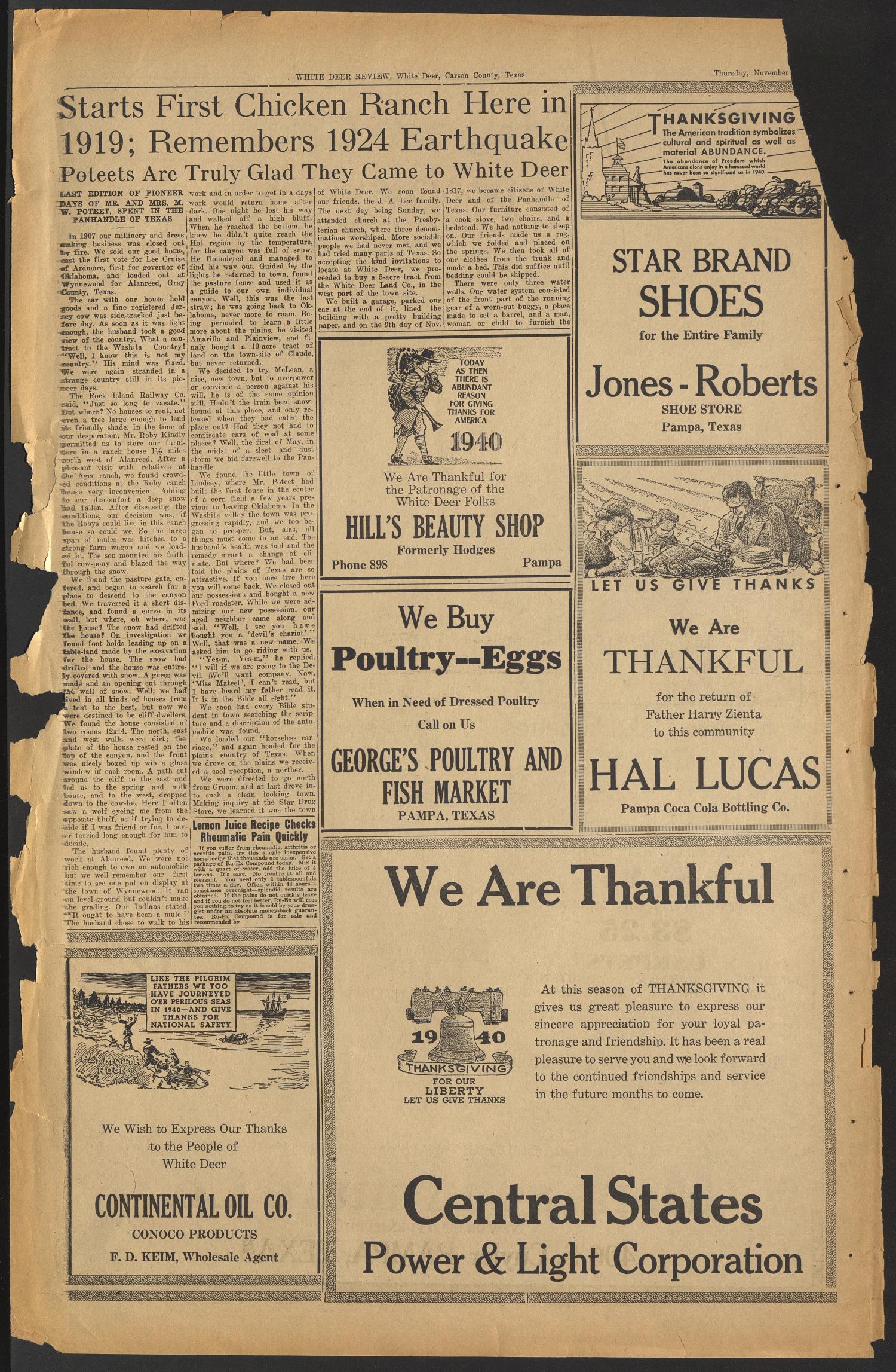 White Deer Review (White Deer, Tex.), Vol. 17, No. 40, Ed. 1 Thursday, November 28, 1940
                                                
                                                    [Sequence #]: 12 of 14
                                                