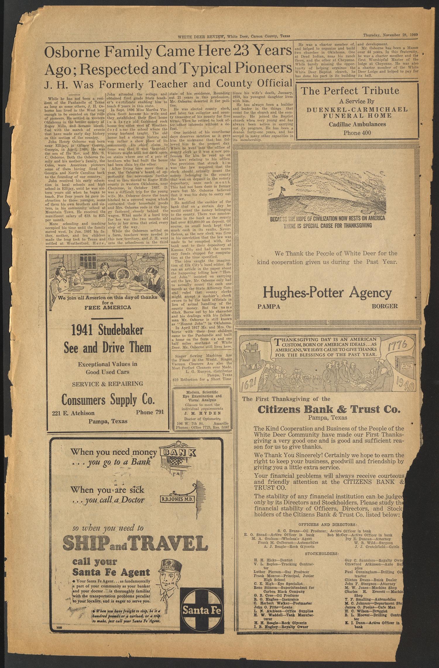 White Deer Review (White Deer, Tex.), Vol. 17, No. 40, Ed. 1 Thursday, November 28, 1940
                                                
                                                    [Sequence #]: 4 of 14
                                                