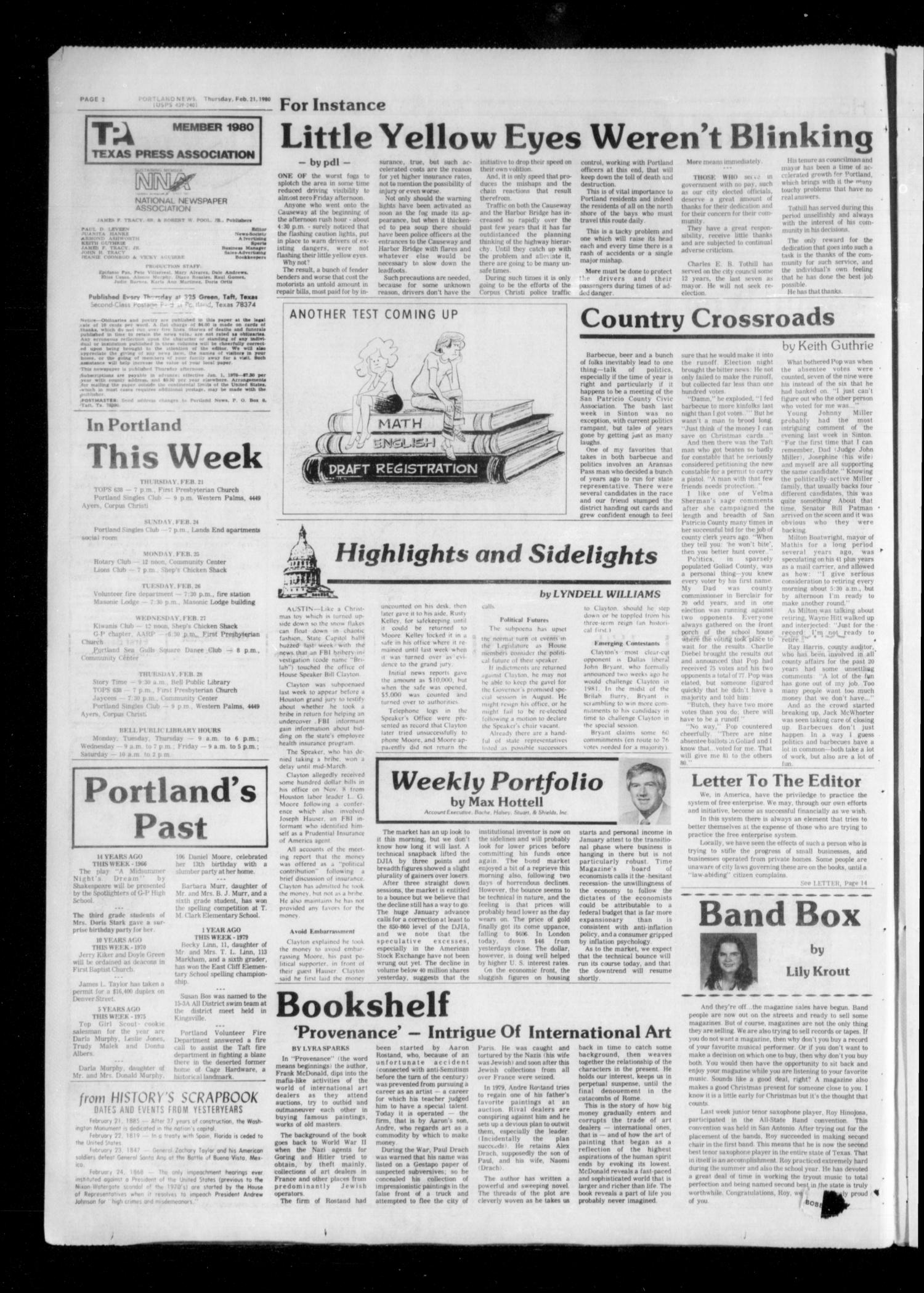 Portland News (Portland, Tex.), Vol. 15, No. 8, Ed. 1 Thursday, February 21, 1980
                                                
                                                    [Sequence #]: 2 of 15
                                                