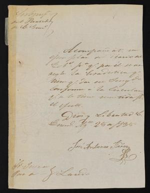 Primary view of object titled '[Letter from José Antonio Flores to the Laredo Justice of the Peace, August 28, 1838]'.