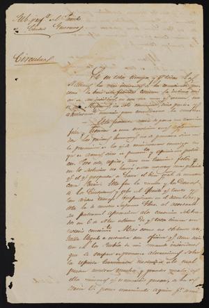 Primary view of object titled '[Circular from Policarzo Martinez to Justice of the Peace Ramón, February 1, 1841]'.