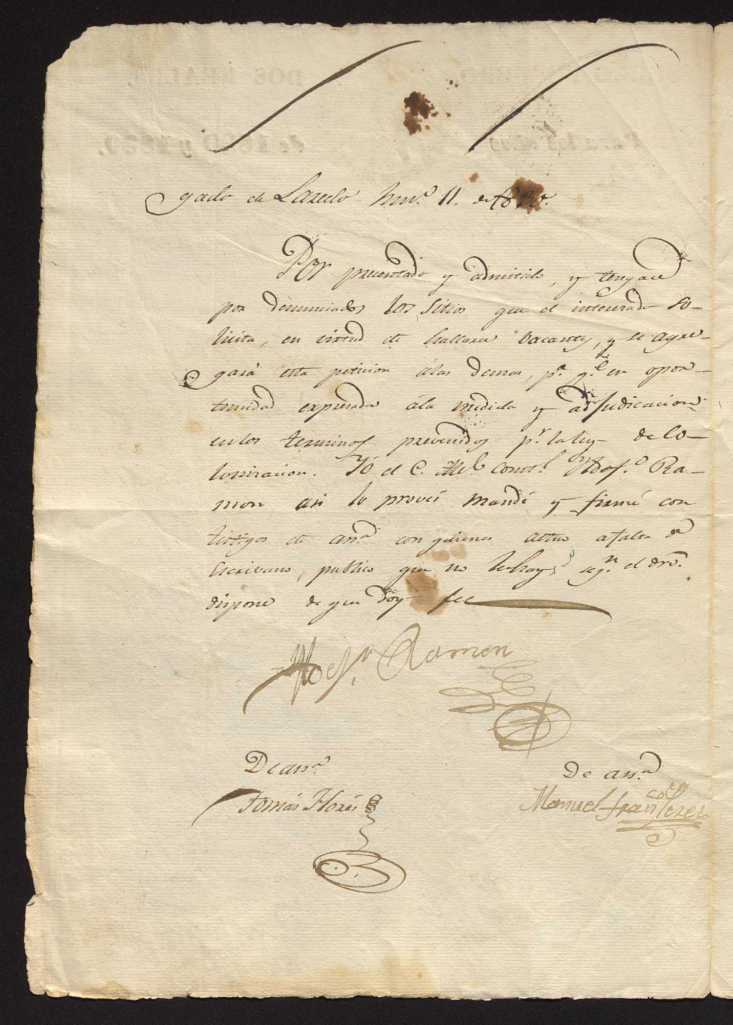 [Letter from José Felipe Camocho to the Laredo Alcalde, June 11, 1830]
                                                
                                                    [Sequence #]: 2 of 4
                                                