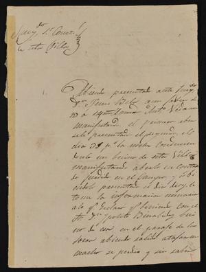 Primary view of object titled '[Letter from Rafael Hinojosa to the Laredo Alcalde, June 1, 1843]'.