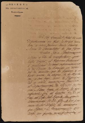 Primary view of object titled '[Letter from Governor Fernández to the Laredo Ayuntamiento, February 24, 1837]'.