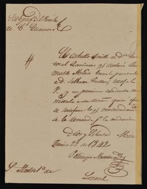 Primary view of [Letter from Policarzo Martinez to the Laredo Alcalde, June 27, 1842]