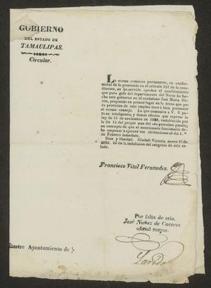 Primary view of object titled '[Letter from Francisco Vital Fernandez to the Laredo Alcalde, January 12, 1832]'.