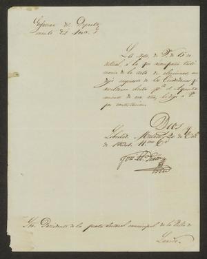Primary view of object titled '[Letter from José María Girón to the Laredo Ayuntamiento, January 20, 1834]'.