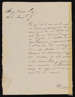 Primary view of object titled '[Letter from Santiago Vela to the Laredo Alcalde, January 8, 1837]'.