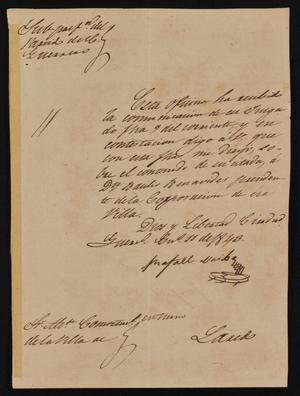 Primary view of object titled '[Letter from Rafael Uribe to the Laredo Alcalde, January 11, 1843]'.