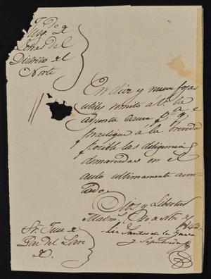 Primary view of object titled '[Letter from Santiago de la Garza to the Laredo Justice of the Peace, November 21, 1843]'.