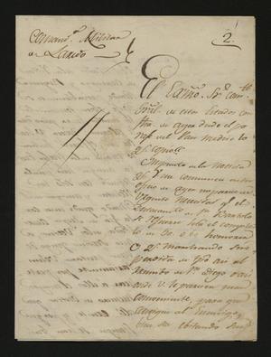 Primary view of object titled '[Letter from the Military Commander to the Alcalde of Laredo, February 2, 1827]'.