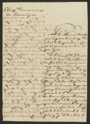 Primary view of object titled '[Letter from the Comandante to the Laredo Ayuntamiento, November 25, 1832]'.