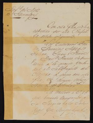Primary view of object titled '[Letter from Jesus Cárdenas to Justice of the Peace Ramón, December 2, 1841]'.