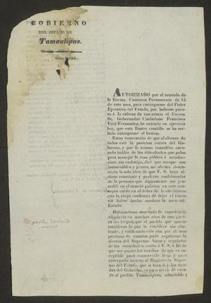 Primary view of [Printed Circular from Governor Ramón de Cárdenas]