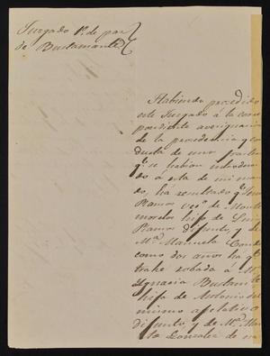 Primary view of [Letter from Pedro Gonzalez to the Laredo Alcalde, January 31, 1843]