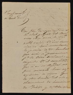 Primary view of object titled '[Letter from Felipe Peña to the Laredo Alcalde, April 7, 1844]'.