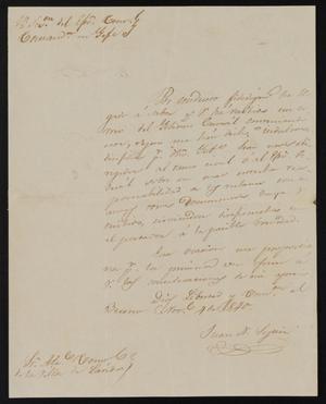 Primary view of [Letter from Juan Nepomuceno Seguín to the Laredo Justice of the Peace, November 4, 1840]