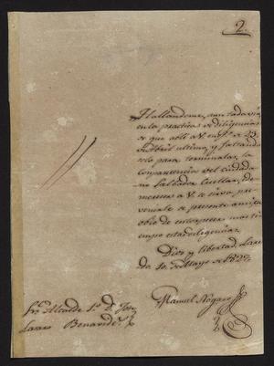Primary view of [Letter from Manuel Nogaro to the Laredo Alcalde, May 5, 1827]