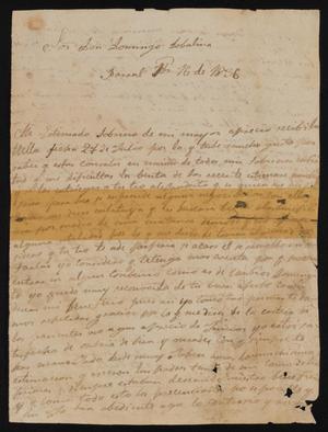 Primary view of [Letter from Fabiana de Vidaurre to Domingo Dovalina, September 16, 1836]