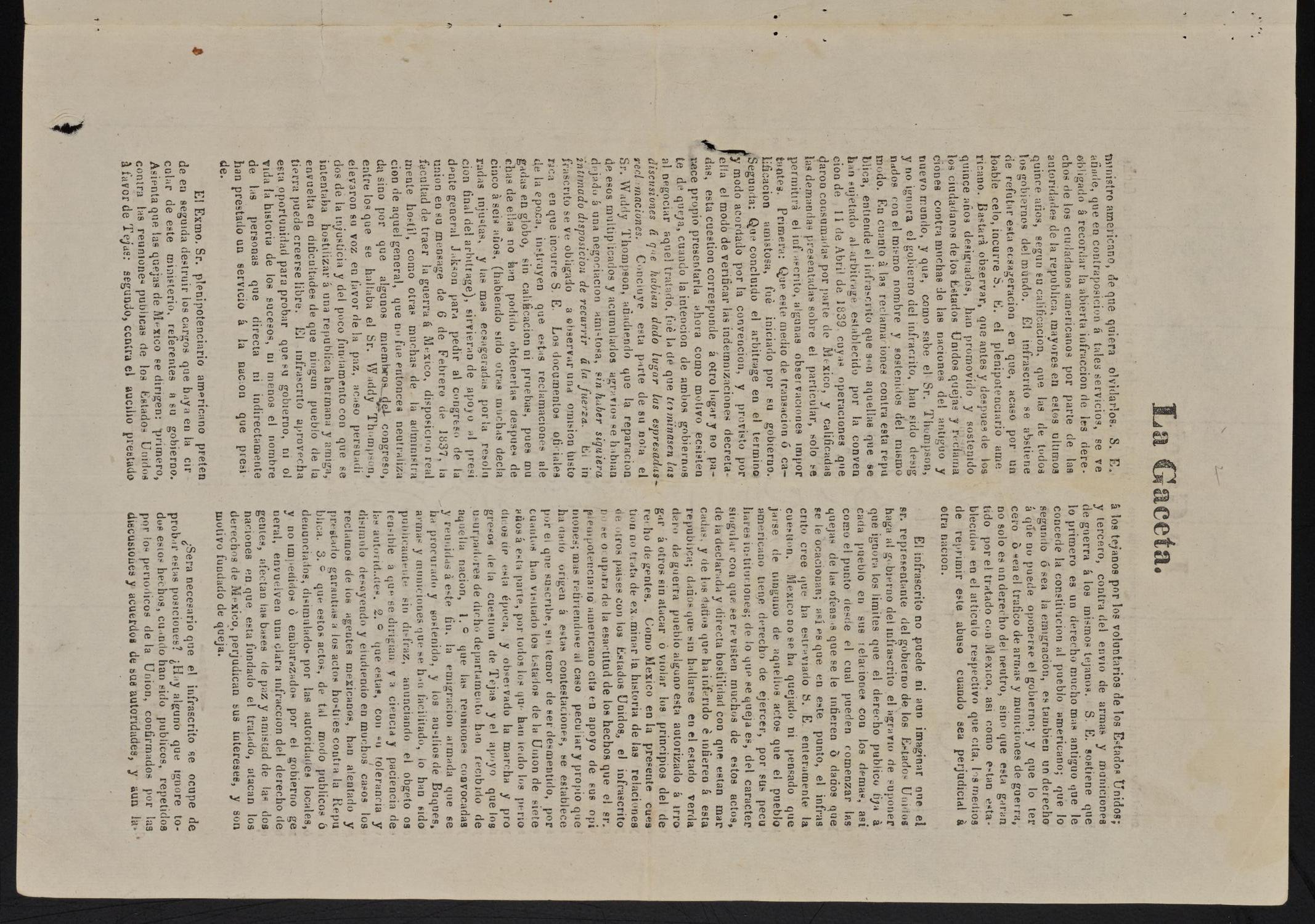 Gaceta del Gobierno de Tamaulipas, Tomo 3, Número 38, Septiembre 29 de 1842
                                                
                                                    [Sequence #]: 3 of 4
                                                