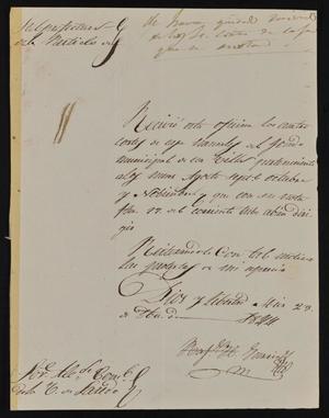 Primary view of [Letter from Rafael Garcia to the Laredo Alcalde, December 28, 1844]