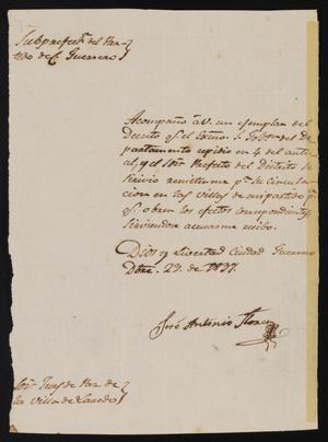Primary view of object titled '[Letter from José Antonio Flores to the Laredo Justice of the Peace, December 23, 1837]'.