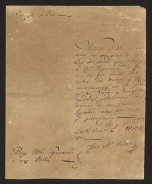Primary view of object titled '[Letter from José María Ramón to the Laredo Alcalde, June 6, 1833]'.