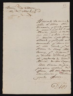 Primary view of object titled '[Letter from Agasito Galván to the Laredo Alcalde, July 1, 1835]'.