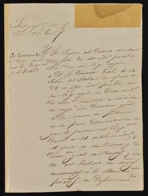 Primary view of object titled '[Letter from Rafael Uribe to the Laredo Ayuntamiento, October 4, 1842]'.