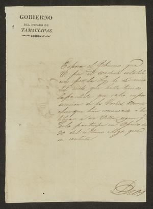 Primary view of object titled '[Letter from Juan Molano to the Laredo Alcalde, April 20, 1838]'.