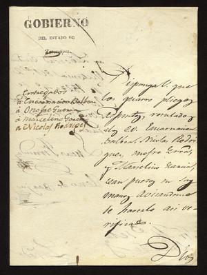 Primary view of object titled '[Letter from Lucas Fernández to the Laredo Alcalde, October 2, 1827]'.