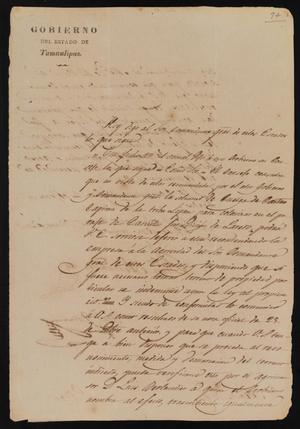 Primary view of object titled '[Letter from Governor Fernandez to the Laredo Alcalde, May 29, 1835]'.