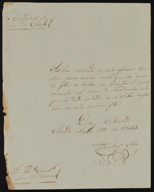 Primary view of [Letter from Agustin Soto to the Laredo Alcalde, July 22, 1845]
