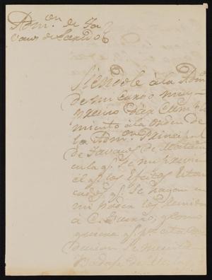 Primary view of object titled '[Letter from the Tobacco Administrator to Alcalde Ramón, September 24, 1845]'.