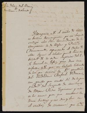 Primary view of object titled '[Letter from Comandante Bravo to Alcalde Ortiz, December 16, 1845]'.