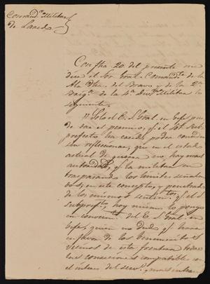 Primary view of object titled '[Letter from Comandante Bravo to the Laredo Alcalde, June 26, 1845]'.
