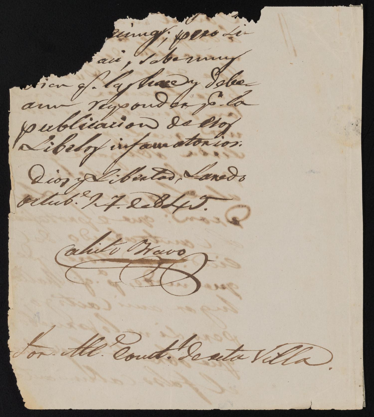 [Letter from Comandante Bravo to Alcalde Ramón, October 27, 1845]
                                                
                                                    [Sequence #]: 2 of 2
                                                