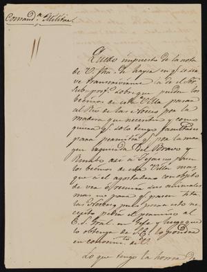Primary view of [Letter from Comandante Bravo to the Laredo Alcalde, June 12, 1845]