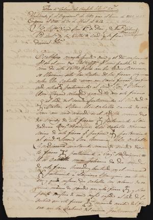 Primary view of object titled '[Statement from the Candela Justice of the Peace Concerning Stolen Animals]'.