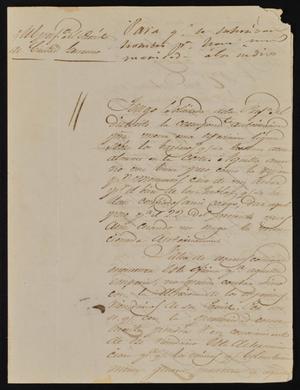Primary view of object titled '[Letter from Policarzo Martinez to the Laredo Alcalde, March 16, 1845]'.