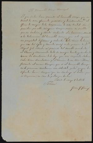 Primary view of object titled '[Letter from Mayor Farias to the City Council, May 1861]'.