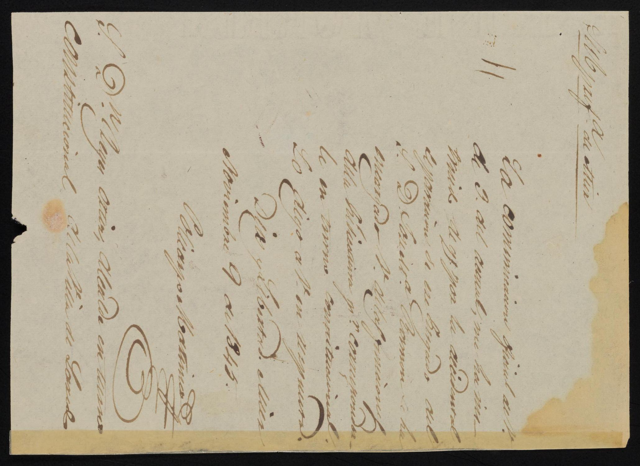 [Letter from Policarzo Martinez to Reyes Ortiz, November 9, 1845]
                                                
                                                    [Sequence #]: 1 of 2
                                                