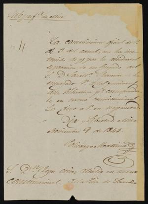 Primary view of object titled '[Letter from Policarzo Martinez to Reyes Ortiz, November 9, 1845]'.