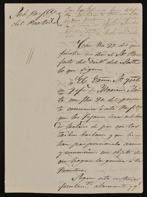 Primary view of object titled '[Letter from Rafael García to the Laredo Alcalde, January 31, 1845]'.