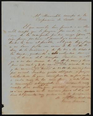 Primary view of object titled '[Letter from Tomas Trevino to the City Council, 1861]'.