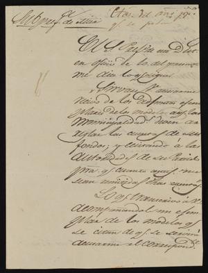 Primary view of object titled '[Letter from Policarzo Martinez to the Laredo Junta Municipal, October 14, 1845]'.