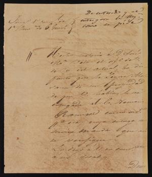 Primary view of object titled '[Letter from Juzgado Trinidad Vela to Alcalde Ramón, October 22, 1845]'.