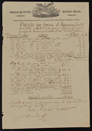 Primary view of object titled '[Accounts for December 1844]'.