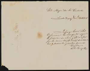 Primary view of object titled '[Bid Offer from Cayetano de la Garza to the Laredo Mayor]'.